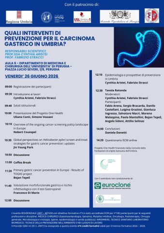 QUALI INTERVENTI DI PREVENZIONE PER IL CARCINOMA GASTRICO IN UMBRIA? 